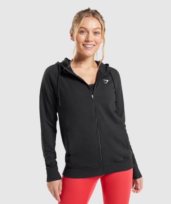 Damske Mikiny S Kapucňou Gymshark Training Zip Čierne | ZM8310246